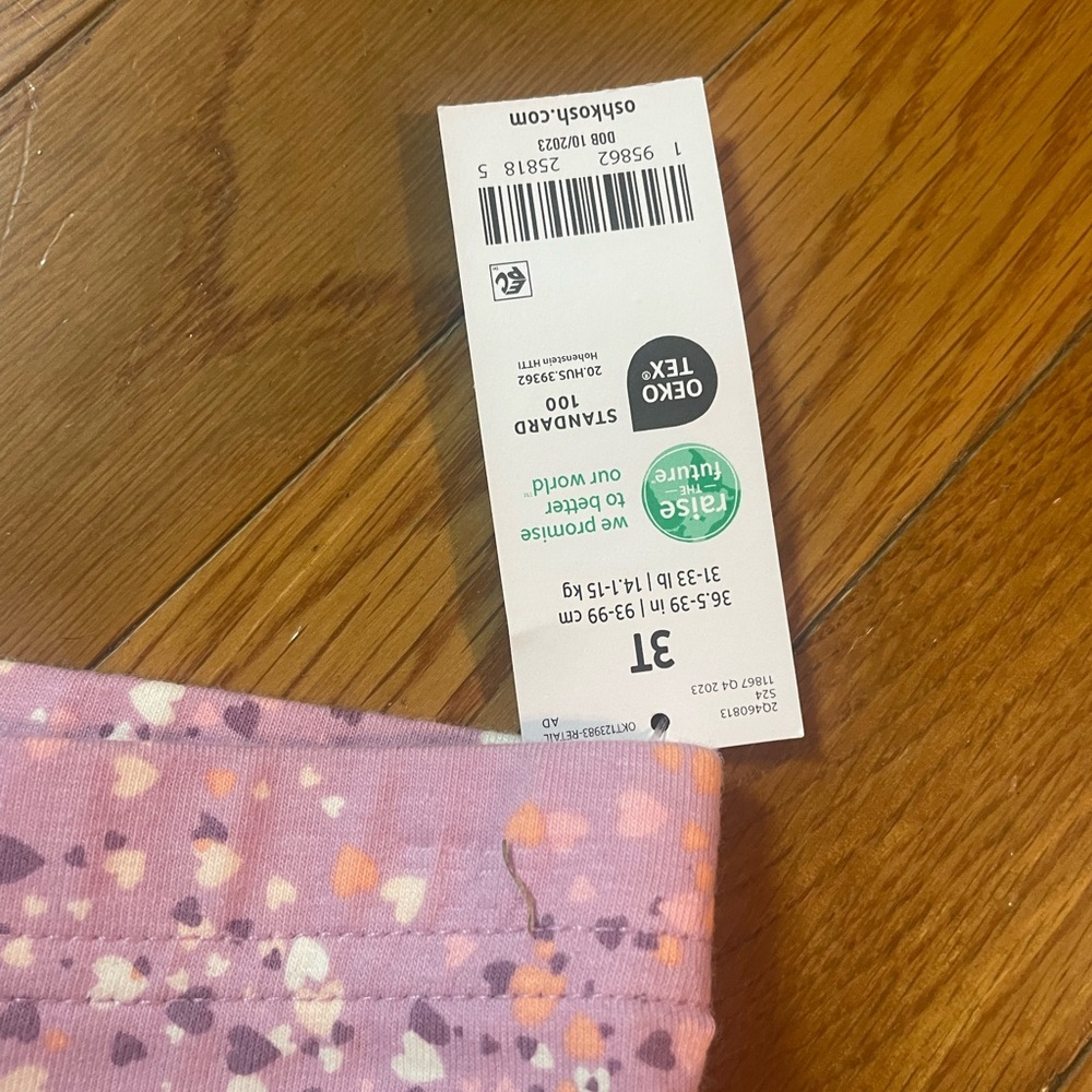 OshKosh B'gosh Purple heart Leggings 3T‎ NWT - Picture 4 of 6